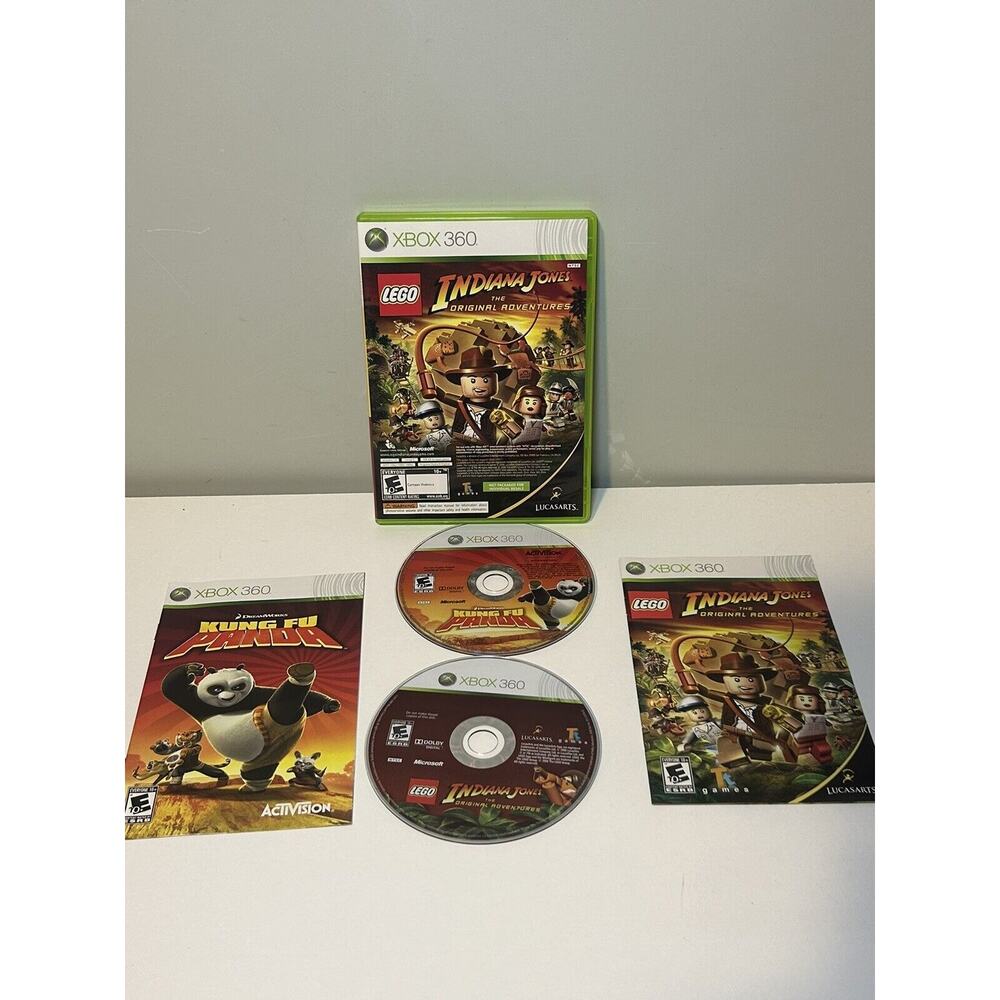 LEGO Indiana Jones and Kung Fu Panda Dual Pack Xbox 360 2008 Complete Working